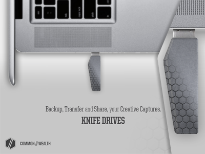 Knife Drives Promo Image handle hexagon id knife metaphor photo view photoshop product solidworks thumb drive usb