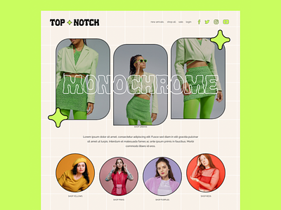 top notch clothing website mock up clothing design e commerce funky website graphic design logo retro ui ux vector webdesign y2k