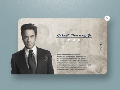 Daily Ui #006 - User Profile actor app classic dailyui elegant iron man profile robert tab ui ux web