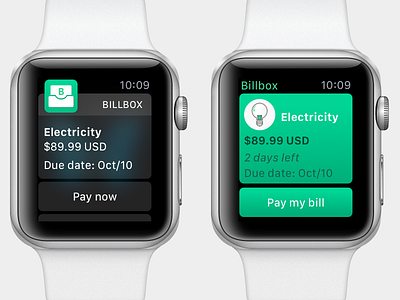 Apple Watch UI test app apple watch billbox green icon notification service ui watch wearable