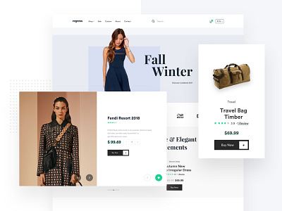 E-commerce Landing card cart clean e commerce fashion landing shopping ui web website