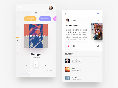 Music Player Exploration app audio light lyrics music player playlist song mobile ui ux