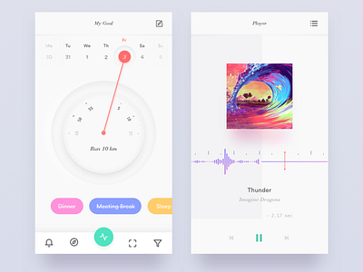 Interface Anatomy Exploration app audio calendar color goal music player tabs tag timeline ui