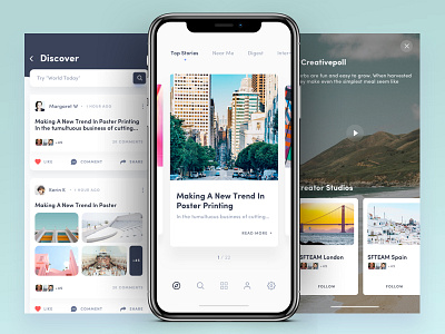 X - Visual Exploration - 1 article card ios iphone x iphonex minimal nav social social media ui