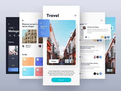 Travel App 🏖Light cards comment food photo photo app social social media travel travel agency ux ux ui design