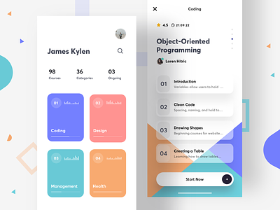 Course App - 2 app card clean course course hero courses dashboard ios learning learning app profile social typography ui ux