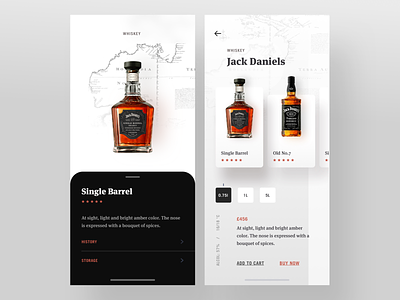 Jack Product Details app app branding beer branding card cart clean data details details page drink ecommerce ios product shop typography ui ux whiskey wine