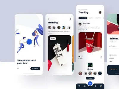 Social Media - 2 app branding card clean dashboard data dating datingapp feed illustration ios news onboarding social social media travel typography ui ux web