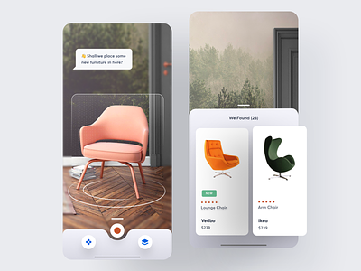 Hutch AR based iOS app 3d app ar arkit branding card clean cube design ecommerce furniture furniture shop ios room shop shopping typography ui ux