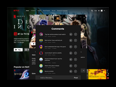 Netflix Comments design figma netflix ui