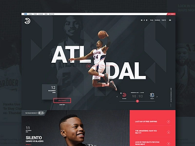 Atlanta Hawks creative flat ui grid identity layout sports typography ui ux web web design website