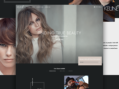 Keune Homepage black cosmetics dark elegant flat minimal ui ui design web web design