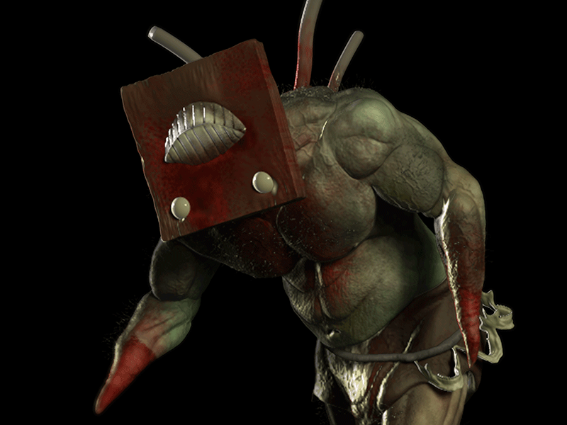 Blockhead 3d concept gaming horror monster