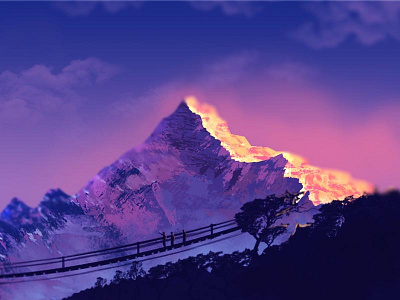 Kanchenjunga bridge digital art digital illustration flat illustration illustration kanchenjunga mountain mountaining people