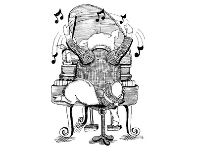 The Pig pianist branding card classical music comic cover cultur design funny funny pig funny pigs graphic design hand drawing illustration musicians orchestra pianist play piano poster print sketches