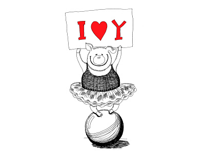 Funny valentine's day card black and white card card design cartoon funny pig graphic design greeting greeting card humor humorous i love you illustration love outline sketch valentine valentines day valentines day card