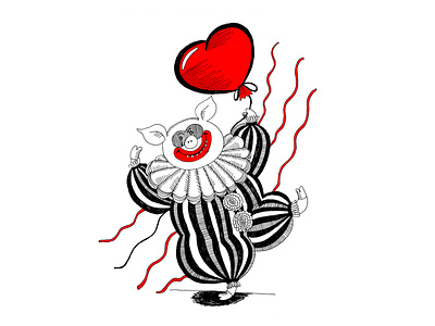The Pig - Evil clown black and white branding card caricature cartoon character design cover evil clown funny funny pig graphic design hero of movies horror movies humor humorous illustration image motion graphics parody