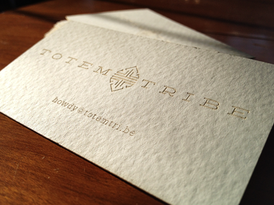 Totem Tribe Biz Cards :: Round 1 branding business cards laser cut print typography