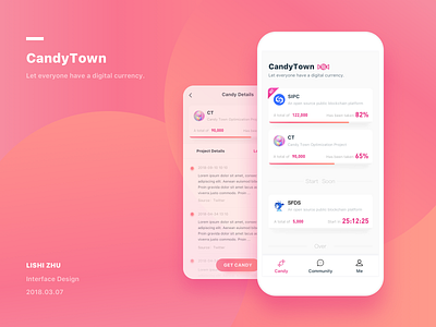 the Interface Design of CandyTown app design ui