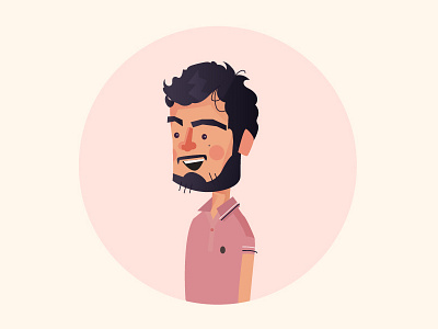 Bearded man 2d bearded illustrator man pink polo