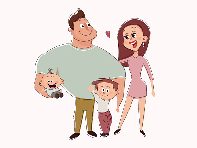 Family love 2d baby boy brother family father illustration love man mother women