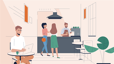 Coffee shop 2d cafe character coffee illustration man shop women