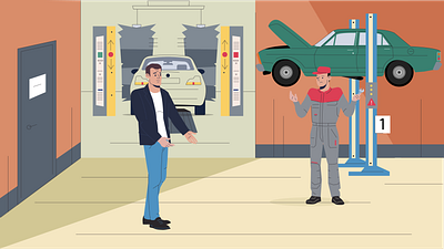 Autoservice 2d autoservice boy car character illustration man men