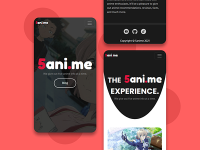 5ani.me - Mobile view ui ux website
