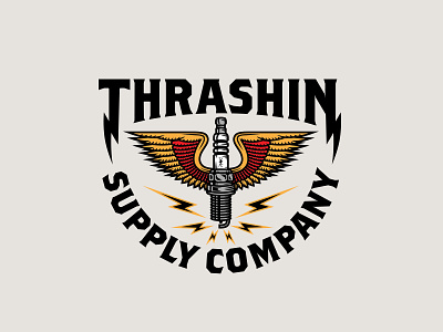 Thrashin Wings harley harley davidson moto motorcycle motorcycles spark plug thrashin supply co wheelie wings wings logo