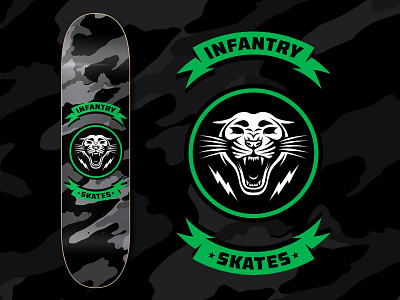 Infantry Skates Panther Deck badgedesign bradford bradford design brand design logo design skateart skateboard skateboarding skatedeck