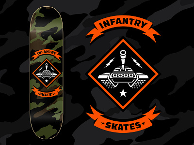 Infantry Skates Tank Deck badgedesign bradford bradford design camo infantry logodesign military skate skateart skateboarding skateboarding art skatedeck tank