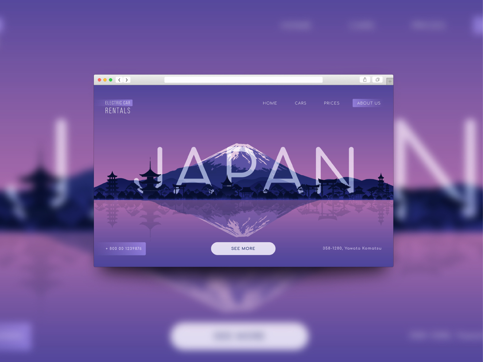 Electric car rental website landing page in Japan by Anna Ivonina on