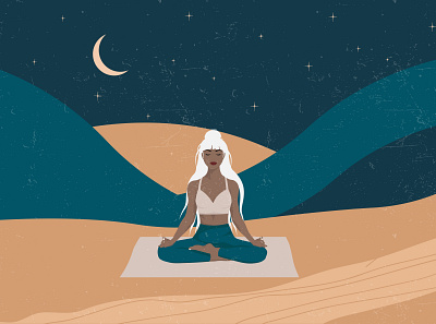 Girl in a faceless style yoga pose desert design faceless girl graphic design illustration meditation sport vector woman yoga