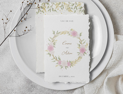 Wedding Invitation Card card design graphic design illustration invitation invite rustic typography vector watercolor wedding