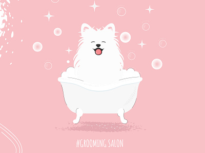 Seamless instagram feed and logo for a grooming salon bath branding design dog feed graphic design grooming illustration instagram logo salon samoyed seamless shpitz social media vector