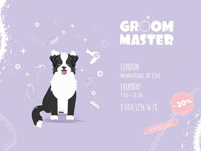 A cute dog illustration for a grooming salon