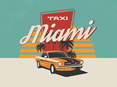 Business card for taxi MIAMI in retro vintage style branding businesscard car card design ford graphic design illustration logo retro taxi texture typography vector vintage
