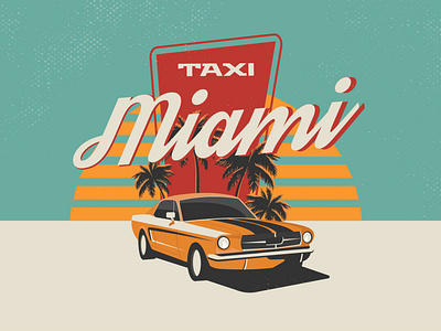 Business card for taxi MIAMI in retro vintage style