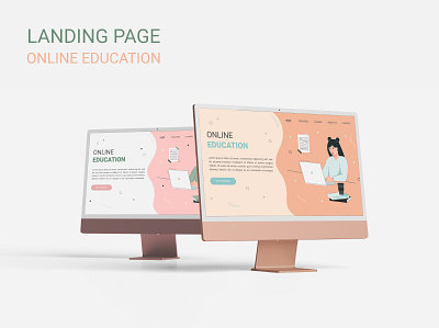 Landing page. Cute girl in flat style takes online education classroom courses design distance e learning education flat girl graphic design illustration online student technology vector web woman