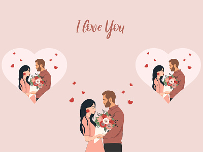 Valentine's Day illustration of a couple in love cartoon characters couple design flat graphic design illustration love lovers valentines day vector