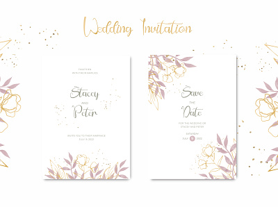 Wedding invitation design concept abstract branding card design graphic design illustration invite leaves logo marriage pink save the date typography vector watercolor wedding wedding invitation