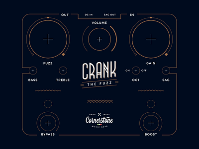 Crank Fuzz Pedal / Drilling Layout brand branding design layout music typography vector