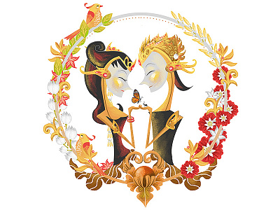 Richita and Ceasar character couple digital drawing flower illustration love marriage prince princess wedding