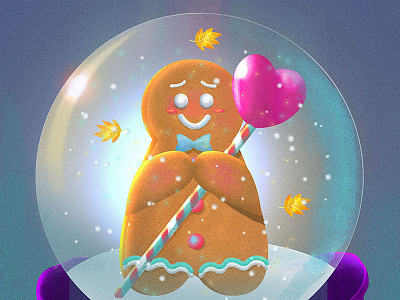 Secret Love candy character design christmas cookie drawing food gingerbread illustration love picture poster snow