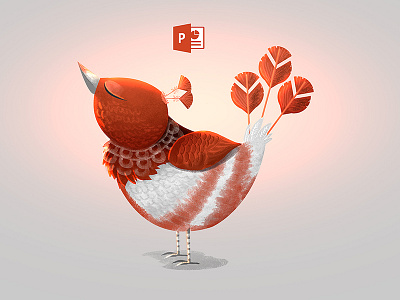 PowerPoint Bird animal bird cartoon character cute digital drawing illustration orange pet potrait red