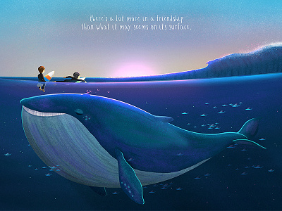 The Deep Friendship animal beach digital art drawing environment illustration marine ocean sea sealife surf whale