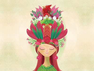 The Red Queen animal character design concept art digital art digital painting drawing fairy floral flower garden illustration red