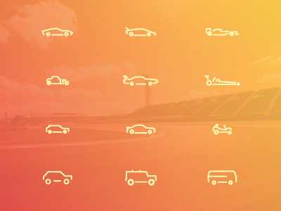 Icon Set_Cars car cars draw icon motor profile road set vector