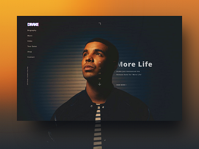 Drake site homepage clean drake hero homepage landingpage layout modern music sunset typography