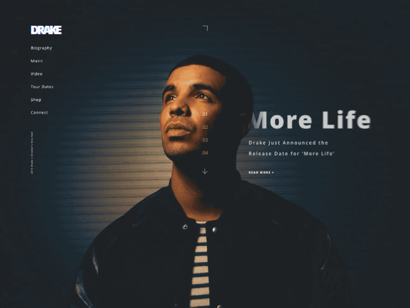 Drake site animation animation clean date design drake interaction music tour ui ux